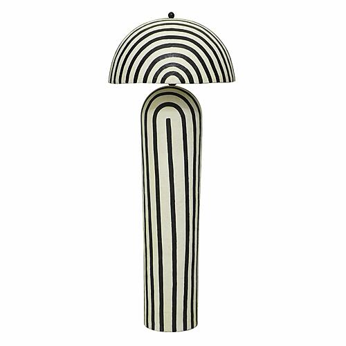 Maiori Black Striped Papier Mache Floor Lamp by TOV Furniture
