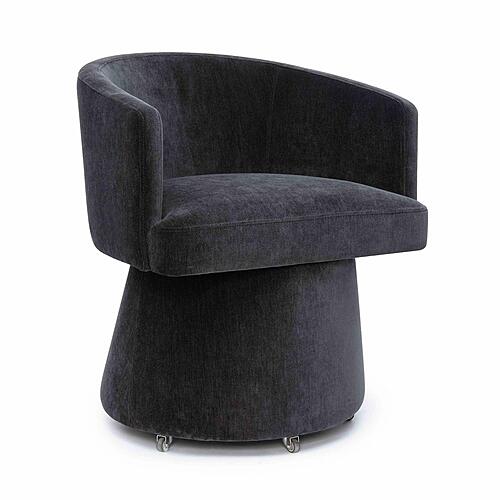 Kristen Black Upcycled Chenille Rolling Desk Chair by TOV Furniture