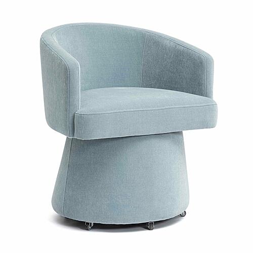 Kristen Faded Blue Upcycled Chenille Rolling Desk Chair by TOV Furniture