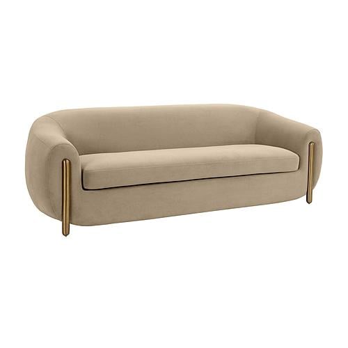Lina Cafe Au Lait Brown Velvet Sofa by TOV Furniture