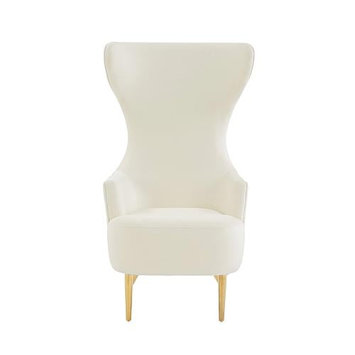 Julia Cream Velvet Channel Tufted Wingback Chair by TOV Furniture