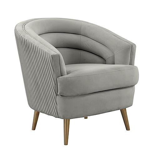 Jules Light Grey Velvet Accent Chair by TOV Furniture