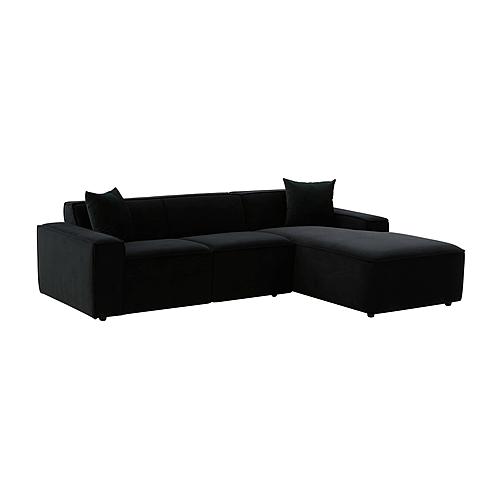 Olafur Black Velvet Sectional - RAF Chaise by TOV Furniture