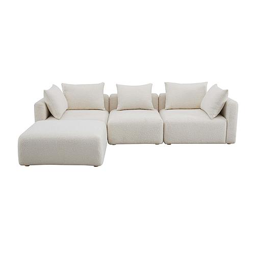 Hangover Cream Boucle 4-Piece Modular Sectional by TOV Furniture