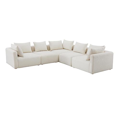 Hangover Cream Boucle 5-Piece Modular L-Sectional by TOV Furniture