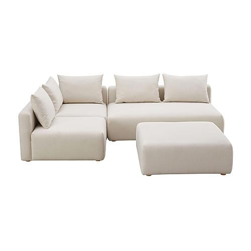 Hangover Cream Linen 4-Piece Modular Chaise Sectional by TOV Furniture