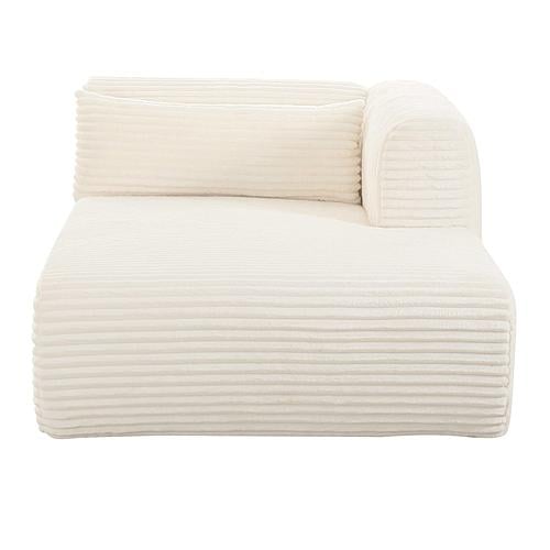 Tarra Fluffy Oversized Cream Corduroy Modular RAF Chaise by TOV Furniture