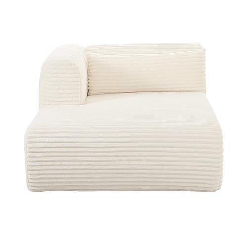 Tarra Fluffy Oversized Cream Corduroy Modular LAF Chaise by TOV Furniture