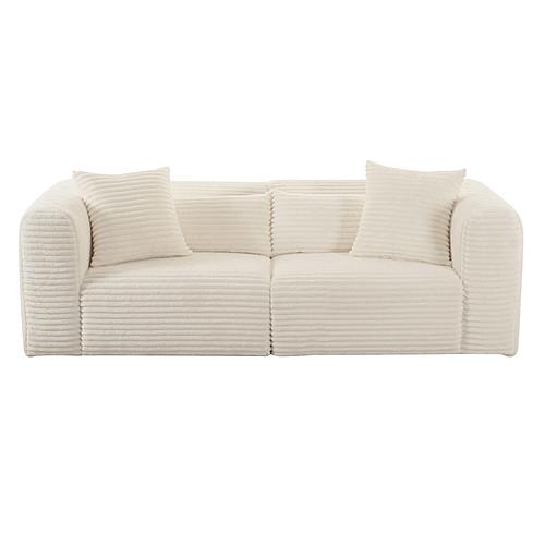Tarra Fluffy Oversized Cream Corduroy Modular Loveseat by TOV Furniture