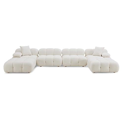 Calliope Cream Vegan Shearling 6-Piece Modular U-Sectional by TOV Furniture