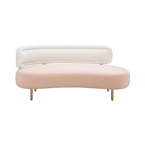 Tischa Cream Boucle & Blush Velvet Sofa by TOV Furniture