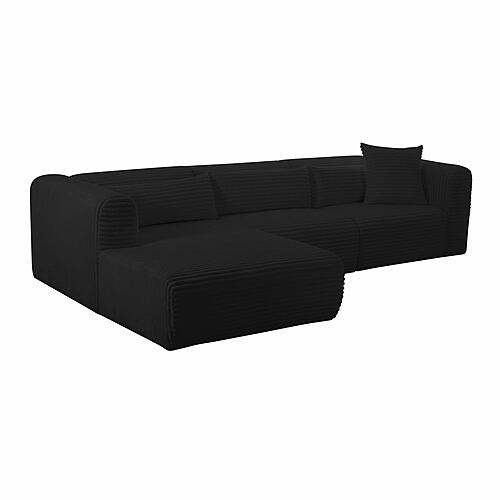 Tarra Fluffy Oversized Black Corduroy Modular LAF Sectional by TOV Furniture
