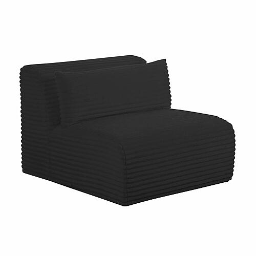 Tarra Fluffy Oversized Black Corduroy Modular Armless Chair by TOV Furniture