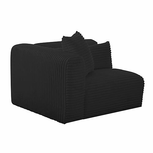 Tarra Fluffy Oversized Black Corduroy Modular LAF Corner Chair by TOV Furniture