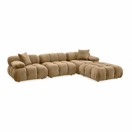 Calliope Cafe Au Lait Performance Velvet 4-piece Modular Sectional by TOV Furniture
