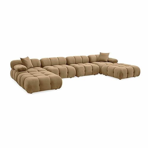 Calliope Cafe Au Lait Performance Velvet 6-piece Modular U-Sectional by TOV Furniture
