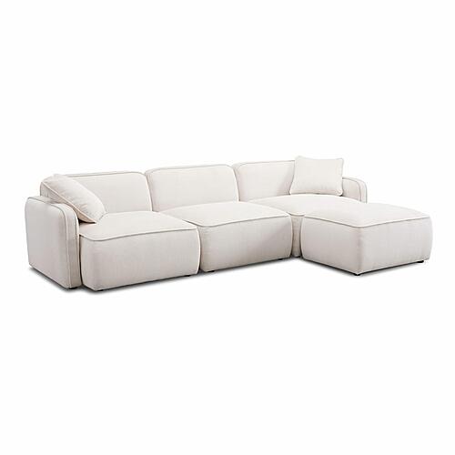 Travie White Sand Performance Corduroy Velvet 4-Piece Modular Sectional by TOV Furniture