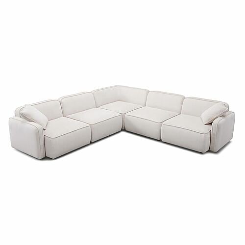 Travie White Sand Performance Corduroy Velvet Modular L-Sectional by TOV Furniture