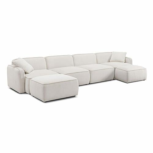 Travie White Sand Performance Corduroy Velvet 6-Piece Modular U-Sectional by TOV Furniture
