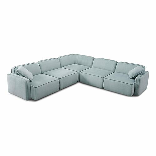 Travie Sea Blue Performance Corduroy Velvet Modular L-Sectional by TOV Furniture