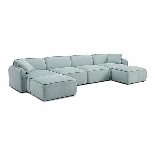 Travie Sea Blue Performance Corduroy Velvet 6-Piece Modular U-Sectional by TOV Furniture