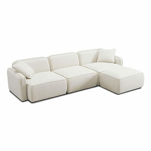 Travie Sand Upcycled Linen 4-Piece Modular Sectional by TOV Furniture