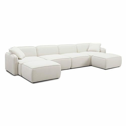 Travie Sand Upcycled Linen 6-Piece Modular U-Sectional by TOV Furniture
