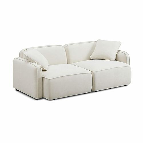 Travie Sand Upcycled Linen Modular Loveseat by TOV Furniture