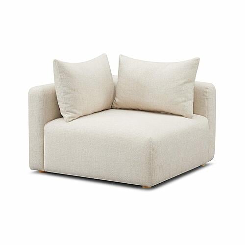 Hangover Cream Heavy Textured Fabric Modular Corner Chair by TOV Furniture