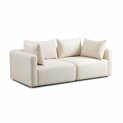 Hangover Cream Heavy Textured Fabric Loveseat by TOV Furniture