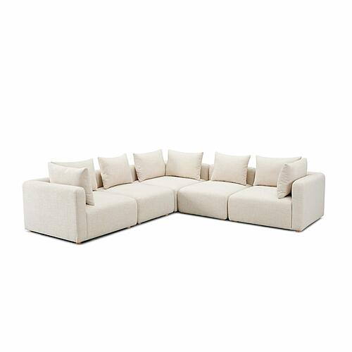 Hangover Cream Heavy Textured Fabric 5-Piece Modular L-Sectional by TOV Furniture