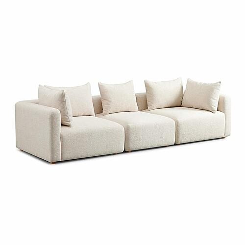 Hangover Cream Heavy Textured Fabric Sofa by TOV Furniture