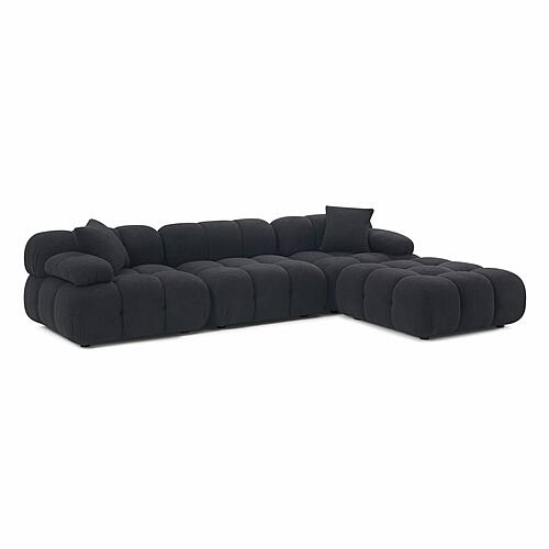 Calliope Black Vegan Shearling 4-piece Modular Sectional by TOV Furniture