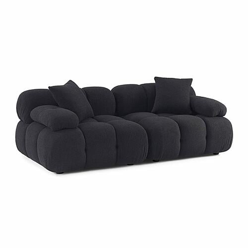 Calliope Black Vegan Shearling Modular Loveseat by TOV Furniture