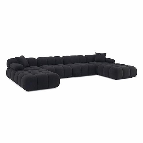 Calliope Black Vegan Shearling 6-piece Modular U-Sectional by TOV Furniture