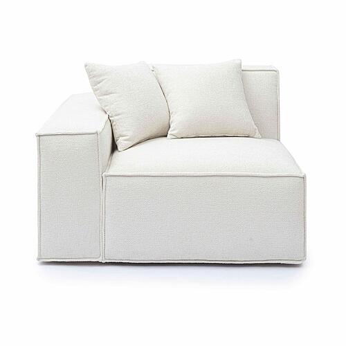 Mindy Cream Chenille Basketweave LAF Corner Chair by TOV Furniture