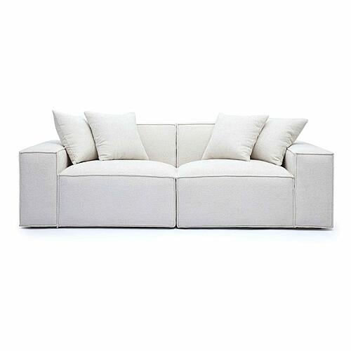 Mindy Cream Chenille Basketweave Modular Loveseat by TOV Furniture