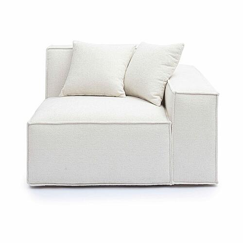 Mindy Cream Chenille Basketweave RAF Corner Chair by TOV Furniture