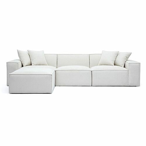 Mindy Cream Chenille Basketweave Modular Sectional by TOV Furniture