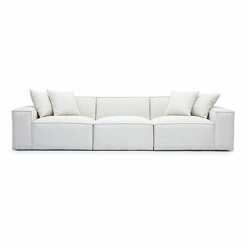 Mindy Cream Chenille Basketweave Modular Sofa by TOV Furniture