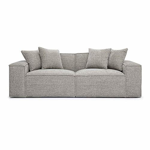 Mindy Taupe Chenille Basketweave Modular Loveseat by TOV Furniture