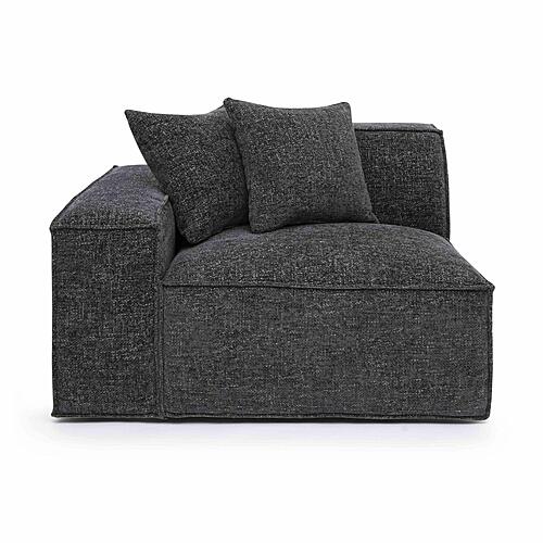 Mindy Charcoal Chenille Basketweave LAF Corner Chair by TOV Furniture