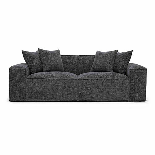 Mindy Charcoal Chenille Basketweave Modular Loveseat by TOV Furniture