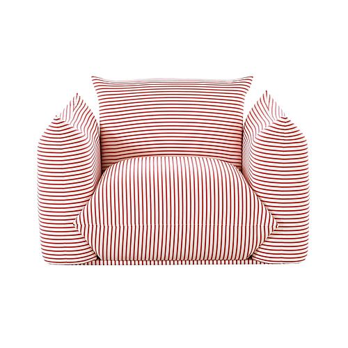 Saint Tropez Pearl & Red Striped Stuffed Outdoor Armchair by TOV Furniture