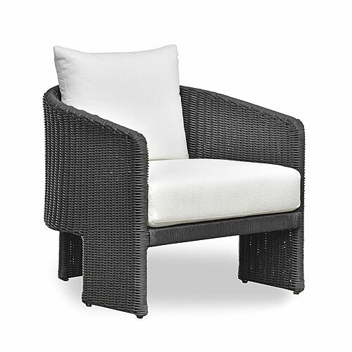 Alexa Black Rattan Performance Fabric Outdoor Armchair by TOV Furniture