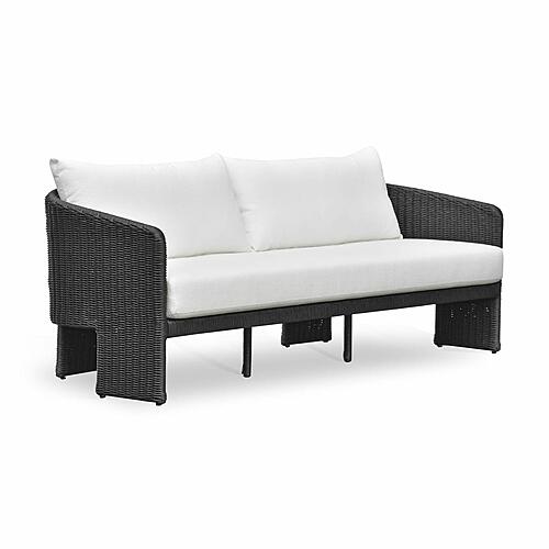 Alexa Black Rattan Performance Fabric Outdoor Sofa by TOV Furniture