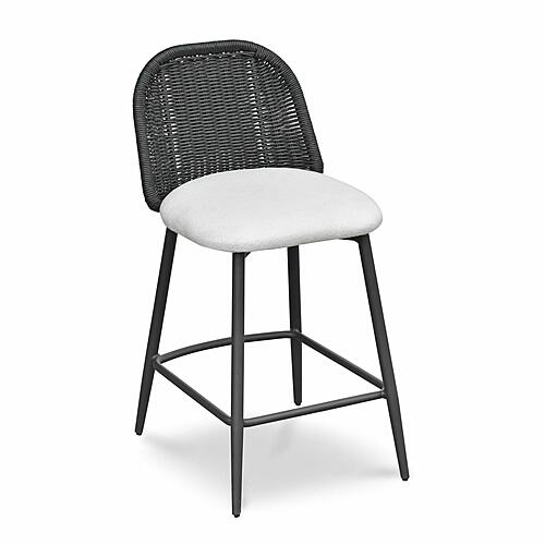 Alexa Black Rattan Performance Fabric Counter Stool by TOV Furniture