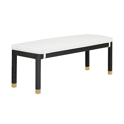 Amara Charcoal Woven Rattan Bench by TOV Furniture