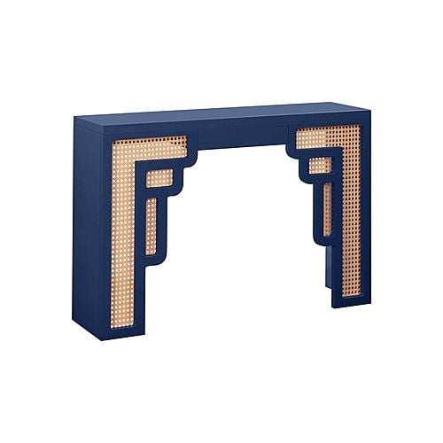 Suzie Navy & Rattan Console Table by TOV Furniture