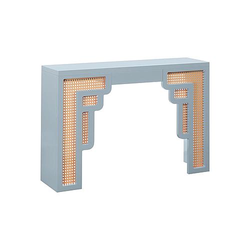 Suzie Pastel Blue & Rattan Console Table by TOV Furniture